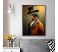 LMAIWANG Cuadro en lienzo con diseño de pastor, pato, flamenco, animales modernos con traje, póster para decoración del hogar (70 x 100 cm, sin marco)