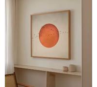 LMAIWANG Cuadro minimalista de luna de sangre y pájaros, decoración moderna para el hogar, lámina cuadrada abstracta de paisaje para sala de estar (50x50cm/sin marco).