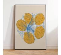 LMAIWANG Cuadro moderno y sencillo con cinco limones en una bolsa de red, impresiones artísticas para pared, lienzo, póster, decoración para sala de estar, marco de 50 x 70 cm