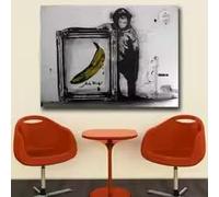 LMAIWANG Cuadros de chimpancés y plátanos de Andy Warhol para la decoración del hogar en la sala de estar. Pintura al óleo sobre lienzo para pared (30x45cm/sin marco).