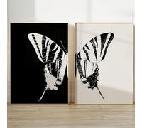 LMAIWANG Dos cuadros de mariposas en blanco y negro - Pósteres de insectos minimalistas modernos - Decoración de pared de estilo nórdico para sala de estar (40 x 60 cm x 2/Marco interior)