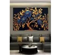 LMAIWANG Elegante cuadro de lienzo con árbol y flores doradas de One Piece, pósteres e impresiones, cuadros de arte de pared de bosque para sala de estar (55x110cm/marco interno)