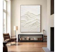 LMAIWANG Gran pintura texturizada 3D blanca, pintura abstracta de pared blanca, decoración de pared minimalista neutra, marco de 80 x 120 cm