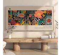 LMAIWANG Impresión abstracta de flores coloridas, arte mural inspirado en Yayoi Kusama Japandi, póster de exposición (50 x 125 cm/sin marco)