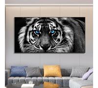 LMAIWANG Impresiones modernas en lienzo, arte de pared con cabeza de tigre en blanco y negro, pósteres, arte animal, imagen decorativa, 30 x 60 cm, sin marco