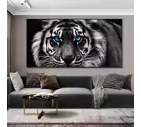 LMAIWANG Impresiones modernas en lienzo de arte con cabeza de tigre en blanco y negro, pósteres de arte de pared, imagen de arte animal para decoración del hogar (20 x 40 cm/sin marco)