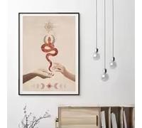 LMAIWANG Lámina artística de serpiente bohemia, póster abstracto de serpiente en lienzo, imágenes para pared, decoración moderna de naturaleza para sala de estar (20x30cm/marco)