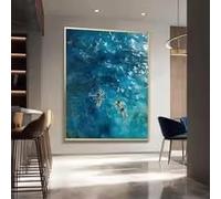 LMAIWANG Lámina decorativa de pared Pareja nadando en el océano - Arte costero texturizado para decorar la sala de estar o la casa de playa (60 x 80 cm/marco)