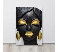 LMAIWANG Láminas de arte de mujer africana en negro y dorado, impresión abstracta sobre lienzo, pintura sobre lienzo vintage moderna, decoración de dormitorio (40x60cm/marco)