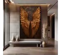 LMAIWANG Lienzo abstracto de alas de ángel doradas, pintura moderna de alas, pósteres de arte de pared, impresiones para dormitorio, sala de estar, decoración del hogar (40 x 60 cm/sin marco)