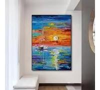 LMAIWANG Lienzo abstracto moderno de vela para pared, pintura de paisaje para decoración de sala de estar, decoración perfecta para el hogar (50 x 70 cm/marco)