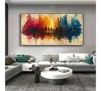 LMAIWANG Lienzo con siluetas vibrantes y fondo colorido. Pósteres e impresiones para decoración del hogar (60 x 120 cm/marco).