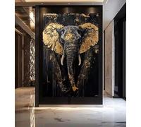 LMAIWANG Lienzo de elefante con estampado animal en dorado negro, póster de lujo, decoración abstracta moderna de animales salvajes, decoración del hogar (50 x 70 cm/sin marco)