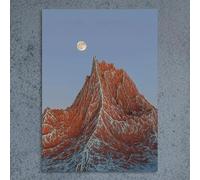 LMAIWANG Lienzo decorativo de alta definición con picos de montaña misteriosos iluminados por la luna, estilo rústico moderno y tradicional, póster (70 x 100 cm/marco interior)