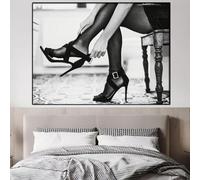 LMAIWANG Mujer sexy con tacones altos, pintura en lienzo, medias negras, póster de tacones altos, impresión moderna, decoración nórdica para habitación, 70 x 100 cm, sin marco