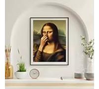 LMAIWANG Parodia de la Mona Lisa, decoración de pared para baño, póster vintage con mal olor, humor de baño (30 x 45 cm, sin marco)