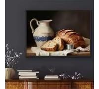LMAIWANG Pintura al óleo vintage, arte de fermentación de pan y queso, bodegón, pósteres, impresiones, lienzos, arte de pared, cuadro, decoración de cocina y hogar (50x70cm/sin marco)