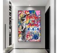 LMAIWANG Pintura en lienzo de Banksy, grafiti callejero pop moderno e inspirador, arte de pared para decoración del hogar y la sala de estar (30 x 45 cm/marco)