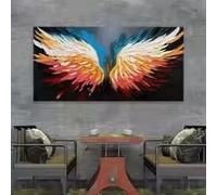 LMAIWANG Póster de arte mural colorido con diseño de alas y graffiti, arte mural abstracto estilo pop callejero, lienzo decorativo para sala de estar (30x60cm/marco)