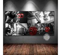 LMAIWANG Póster de culturista, hombre y mujer, arte inspirador de fitness, levantamiento de pesas, carrera, lienzo, impresiones de pared, decoración de gimnasio (40 x 80 cm/marco interior)