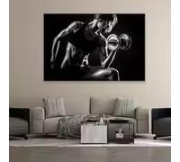 LMAIWANG Póster de deportista con mancuerna en blanco y negro, arte para mujeres, lienzo decorativo, póster motivacional para gimnasio (60x90cm/sin marco).
