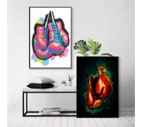 LMAIWANG Póster de grafiti con diseño de guante de boxeo para pared, para sala de estar, bar, cafetería, dormitorio, oficina, hogar, lienzo decorativo, 60 x 80 cm x 2 marcos