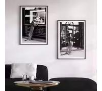 LMAIWANG Póster de joyería de leopardo, pintura en lienzo, fotografía vintage en blanco y negro, arte de pared, decoración para sala de estar (60 x 80 cm x 2, marco interior)