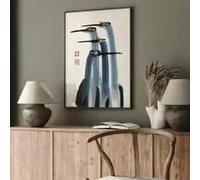 LMAIWANG Póster de lienzo con diseño de grúa antigua, arte vintage de granja japonesa, impresiones artísticas para sala de estar, dormitorio, decoración del hogar (20 x 30 cm/sin marco)