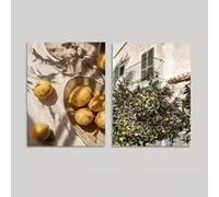 LMAIWANG Póster de lienzo con paisajes de jardín de limones, estilo cottagecore moderno, decoración del hogar y dormitorio (80 x 120 cm, sin marco)