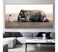 LMAIWANG Póster de lienzo de arte moderno con elefante, arte de pared para dormitorio, sala de estar, pasillo, decoración del hogar (20 x 40 cm/marco)