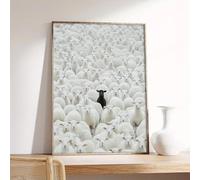 LMAIWANG Póster de lienzo de Oveja Negra, estilo art déco clásico retro, decoración para colgar en la pared, obra de arte pintada a mano, decoración del hogar (80 x 120 cm/sin marco)