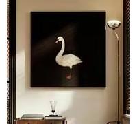 LMAIWANG Póster de lienzo HD con diseño de cisne blanco y negro de primera calidad, arte de pared vintage clásico, para decoración de sala de estar y entrada (20 x 20 cm/marco)