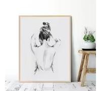 LMAIWANG Póster de lienzo minimalista escandinavo con dibujo de líneas femeninas, desnudo abstracto, impresión HD, para decoración del hogar, dormitorio y sala de estar (50 x 70 cm/marco)
