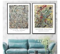 LMAIWANG Póster de pintura abstracta de Jackson Pollock, galería de arte de pared, impresiones en lienzo, cuadros de pared para sala de estar, decoración del hogar, 80 x 120 cm x 2, sin marco
