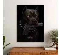 LMAIWANG Póster de Pitbull para pared, diseño de perro feroz, lienzo oscuro, moderno, para el hogar, sala de estar, dóberman (30 x 45 cm/marco)