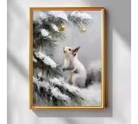 LMAIWANG Póster e impresiones de arte de pared navideño con escena de nieve invernal y ardilla, lienzo moderno para decoración del hogar (60 x 80 cm/sin marco)