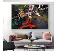 LMAIWANG Póster y láminas de arte de estilo deportivo para fitness, cuadro abstracto de barra de pesas para decoración del hogar y el gimnasio (40x60cm/marco interno).