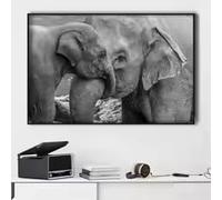 LMAIWANG Pósteres e impresiones de lienzo de elefantes y crías de elefante en blanco y negro, imágenes artísticas de pared para decoración del hogar (30 x 45 cm/sin marco)