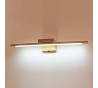 LMAMZ Aplique Espejo Baño Madera, Lámpara de Espejo Baño 60 cm, Luz Espejo Baño con Interruptor, Aplique Pared Madera Vintage, Espejo de Madera para Baño, para Tocador Probador Porche,White light