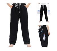 Lmaray Pantalones de catéter, bolsa de nefrostomía, bolsa de orina, soporte de ostomía con bolsillos dobles, Negro -, XL