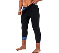LMCOB Pantalones cortos de sauna para hombre, leggings térmicos de compresión, cintura alta, para entrenamiento, traje de sauna, Forro azul., Large