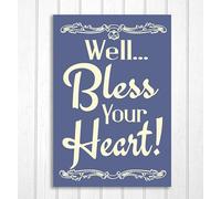LMDMML Letrero de aluminio con texto en inglés «Well Bless Your Heart» divertido cartel de metal para regalo para el hogar, cafetería, bar, decoración de pared, accesorios de puerta de habitación, 8 x