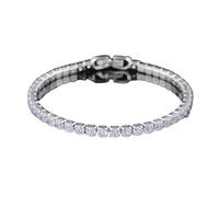 LMDO Pulsera de tenis con circonita, color plateado, 2,5, 3, 4, 5 mm, para mujeres, hombres, brillantes, de cristal, para boda, regalo punk, talla única, 19 cm_blanco-2,5 mm, Ágata