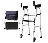 LMEIL Caminador estándar, Ruedas Ajustables Ajustables de Asistencia para Caminar Equipadas con la Almohadilla del reposabrazos y 2/4 Ruedas + Asientos + Bolsa, para discapacitados