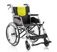 LMEIL Silla de Ruedas Plegable, Aluminio Autopropulsada Silla de Ruedas portátil Asistente Inflable Gratuito Frenos de Carrera Reposapiés extraíbles A Prueba de pinchazos con reposabrazos
