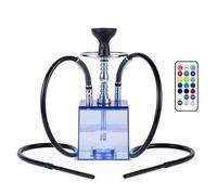 LMEILI Juego de cachimba, 2 mangueras de Silicona Kit Completo de cachimba con luz LED remota mágica para Fumar Mejor Shisha Narguile