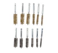 LMHHMIN 12 cepillos de alambre de cerdas de acero inoxidable 304 de cobre y hierro para taladro eléctrico con mango de vástago hexagonal