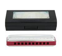 LMHHMIN Blues Harmonica 10' Hole Mouthorgan B Key Regalo portátil para principiantes Alto brillo Impermeable (Roja)