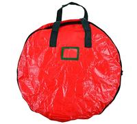 LMHHMIN Bolsa de Almacenamiento de Corona de Navidad, Tela Tejida de PE, a Prueba de Polvo, Bolsa de Almacenamiento roja Redonda para Fiesta en casa, Oficina