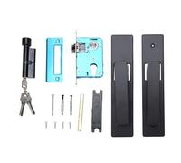 LMHHMIN Juego de palanca de puerta de entrada con llave Interior Exterior Interior Baño Dormitorio Cerradura Silenciosa Aleación de aluminio (Negro y Plata)